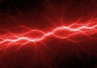 Fototapeta premium Czerwone błyskawice, abstrakcyjne tło elektryczne
