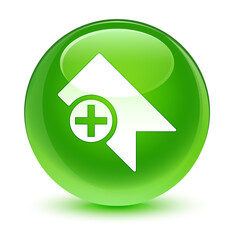 Bookmark icon glassy green round button