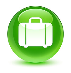Bag icon glassy green round button