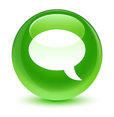 Chat icon glassy green round button