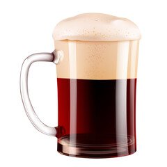 Elegant beer glass. Photo-realistic vector illustration of dark beer mug isolated on white background.