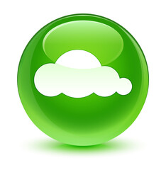 Cloud icon glassy green round button