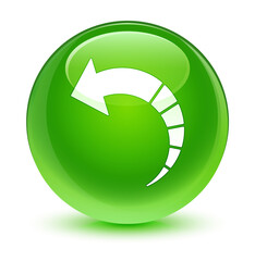 Back arrow icon glassy green round button