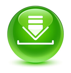 Download icon glassy green round button