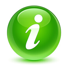 Info icon glassy green round button