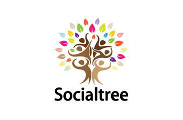 Creative People Tree Logo Design Illustration