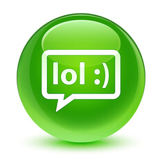 LOL bubble icon glassy green round button