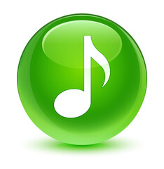 Music icon glassy green round button