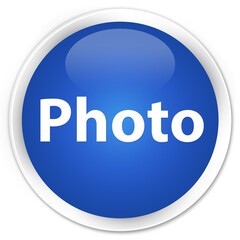 Photo premium blue round button