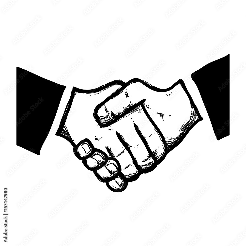 Sticker handshake business symbol icon vector illustration graphic design