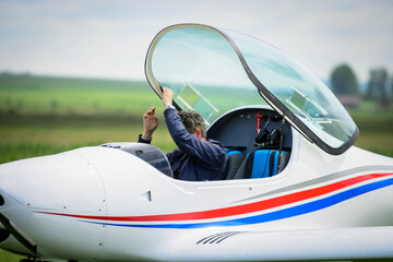Pilot leaving the cockpit