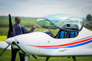 Pilot leaving the cockpit