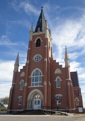 Fototapeta na wymiar Gothic style Catholic Church in Park, Kansas, US, 2016.