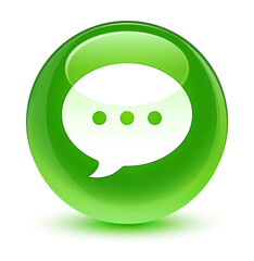 Conversation icon glassy green round button