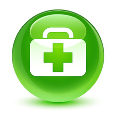 Obraz premium Medical bag icon glassy green round button