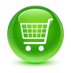 Ecommerce icon glassy green round button