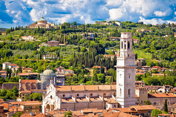 Verona rooftops and cityscape aerial view - obrazy, fototapety, plakaty
