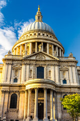 St Paul's cathedral at golden hour in London, England