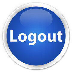 Logout premium blue round button
