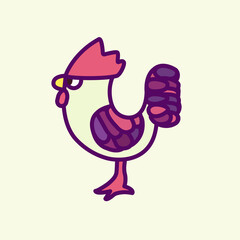 Cock cartoon logo and simple design with isolated background