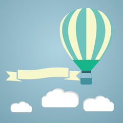 Obraz premium hot air balloon in the sky vector illustration. greeting card