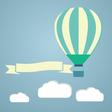 hot air balloon in the sky vector illustration. greeting card