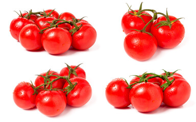tomatoes branch isolated on a white background closeup. Set or collection