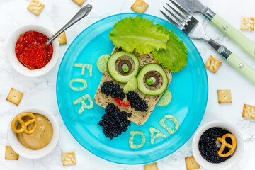 Happy Father's Day treat for dad man face sandwich
