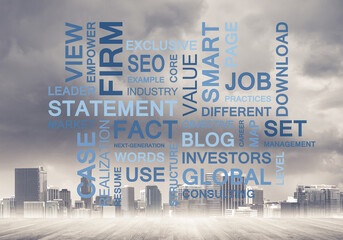 Business conceptual words as keys to success and company growth