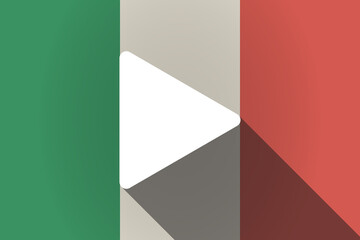 Long shadow  Italy flag with a play sign