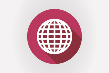 Long shadow Japan flag with a world globe