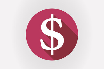 Long shadow Japan flag with a dollar sign