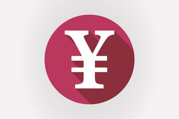 Long shadow Japan flag with a yen sign