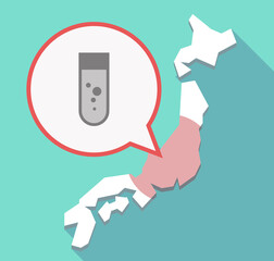 Long shadow Japan map with a chemical test tube