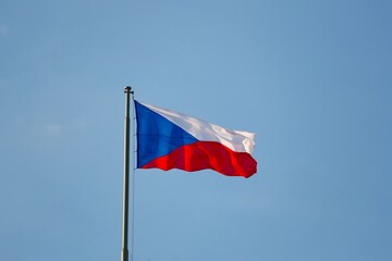 Fototapeta na wymiar Czech Flag In The Wind