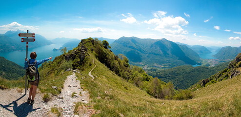 Fototapeta na wymiar Vista del lago di Como e del lago di Lugano dal pizzo Coppa - Menaggio - Italy