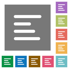 Text align left square flat icons