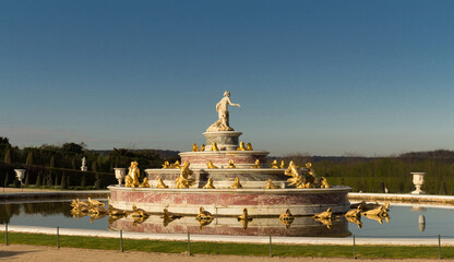 Fototapeta na wymiar The Latona Fountain in the Garden of Versailles in France.