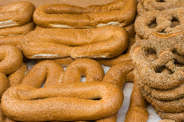 Bakery in the Arab market. Top view. Close-up