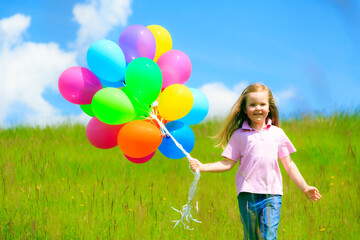 Little Girl With Colorful Balloons