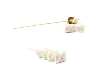 Single marshmallow candy on a stick