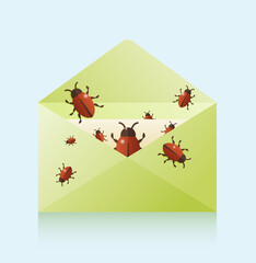 bugs in the mail, vector illustration