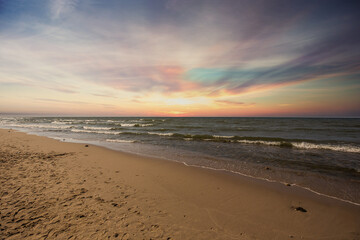 vacation by the sea, walk on the edge, Jastrzebia Gora, Poland.