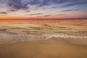 Foggy morning at the Baltic sea coast. Jastrzebia Gora, Poland