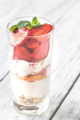 Strawberry and peach parfait