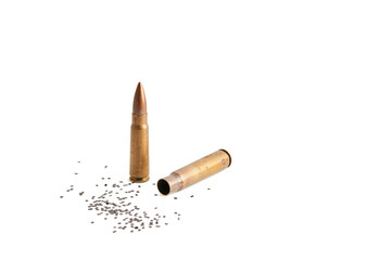 Bullets isolated on white.