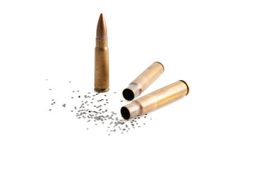 Bullets isolated on white.
