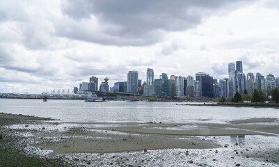 Perfect view over the skyline of Vancouver - from Stanley Park - VANCOUVER - CANADA - APRIL 12, 2017