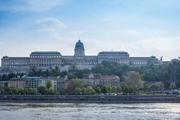 Buda Castle and Turul at the top of the hill, across the Danube river 