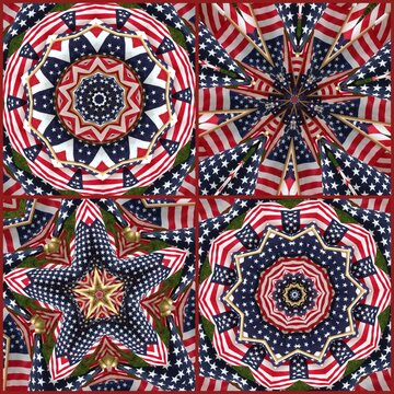American Flag Kaleidoscope Patterns, 4 different medallions